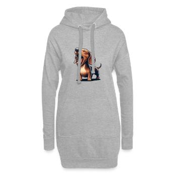 Dackel Jagdhund brüllt wie ein Löwe Hunde - Hoodie-Kleid - Grau meliert - Vorne