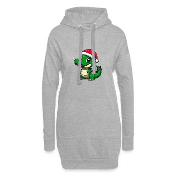 Alligator Noël mignon - Sweat-shirt à capuche long Femme - gris chiné - Devant