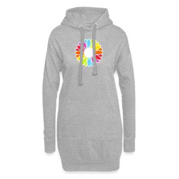 Mandala de fleurs arc-en-ciel - Sweat-shirt à capuche long Femme - gris chiné - Devant