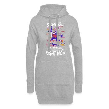 Schule Einschulung Mädchen Skateboard Longboard - Hoodie-Kleid - Grau meliert - Vorne