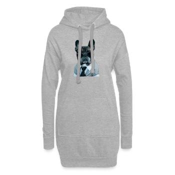 Mignon tyran de style mafia français bouledogue - Sweat-shirt à capuche long Femme - gris chiné - Devant