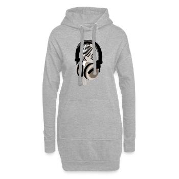 Mikrofon mit Kopfhörern - Hoodie-Kleid - Grau meliert - Vorne