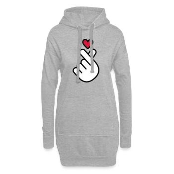 Coeur K-pop, symbole de la musique pop Corée K, doigt, main - Sweat-shirt à capuche long Femme - gris chiné - Devant