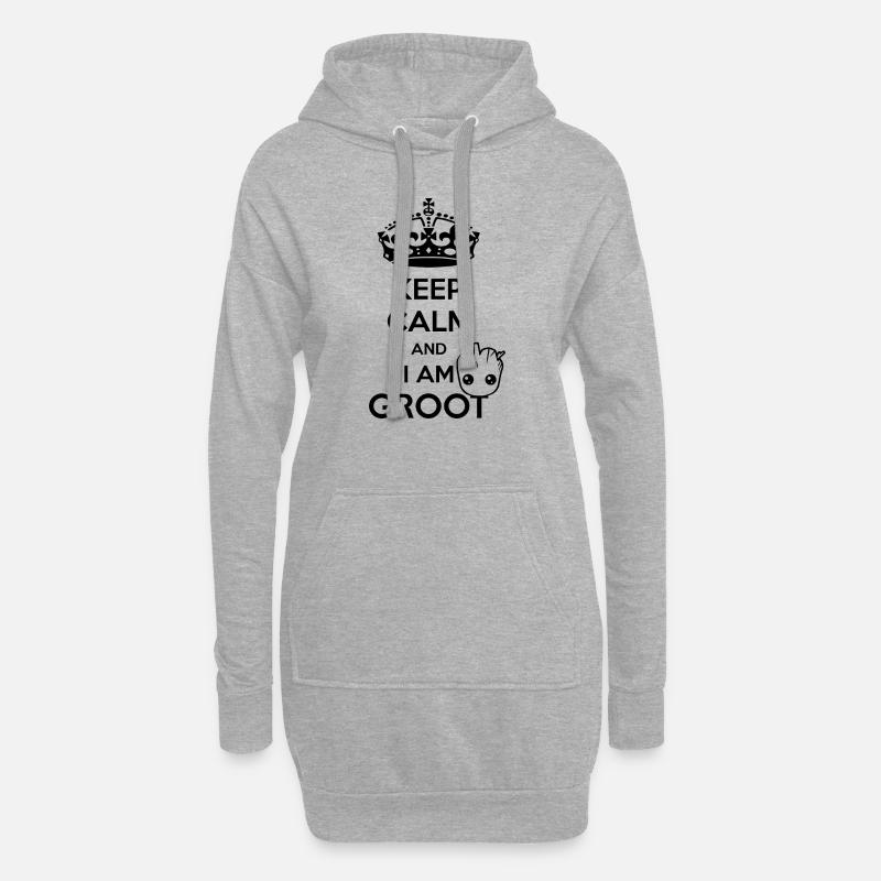 Keep Calm and I am Groot - Hoodie-Kleid - Grau meliert