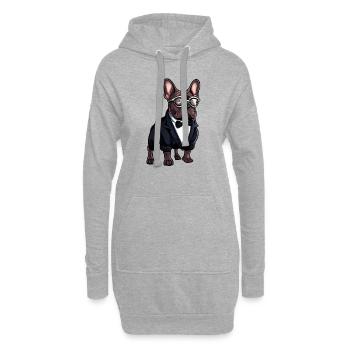 Französische Bulldogge Die Gentelmen - Hoodie-Kleid - Grau meliert - Vorne