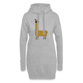Lama avec extras - Sweat-shirt à capuche long Femme - gris chiné - Devant