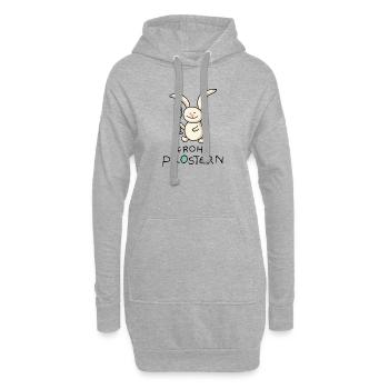Frohe Ostern Osterhase - Hoodie-Kleid - Grau meliert - Vorne