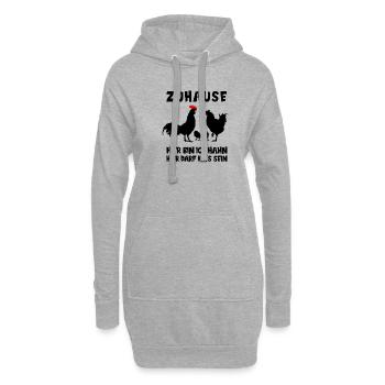 Zuhause Hahn Huhn Hühner Familie Lustig Spruch - Hoodie-Kleid - Grau meliert - Vorne
