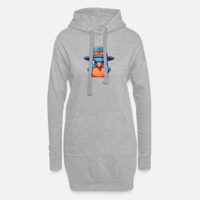 vogel mit hut - Hoodie-Kleid - Grau meliert