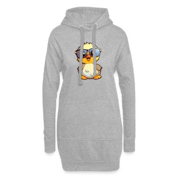 Little cute duck wearing sunglasses. - Hoodie Dress - heather grey - Front