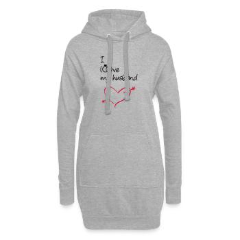 J’aime mon mari Cadeau Mariage Amour Mariage - Sweat-shirt à capuche long Femme - gris chiné - Devant