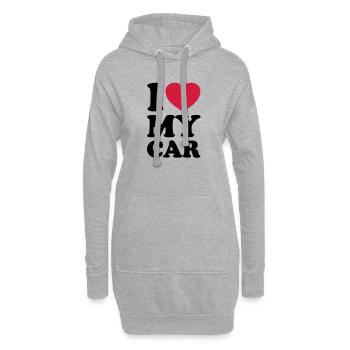 I love my car - Ich liebe mein Auto - Hoodie-Kleid - Grau meliert - Vorne