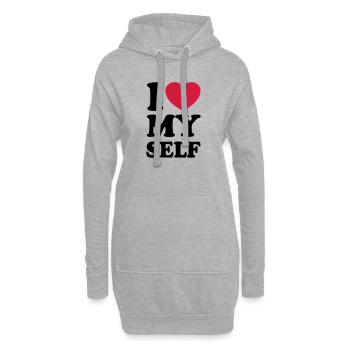 I love my self - J'aime mon auto - Sweat-shirt à capuche long Femme - gris chiné - Devant