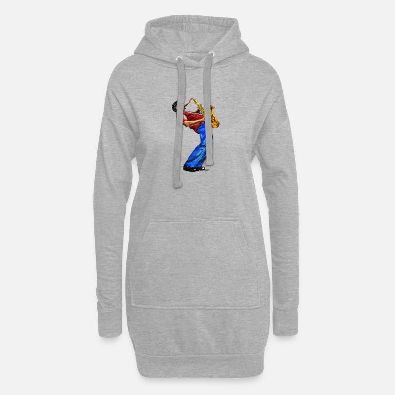 Saksofonist - Sweat-shirt à capuche long Femme - gris chiné