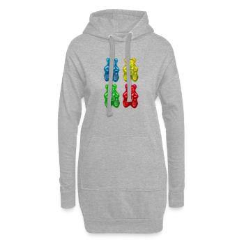 Gummibärchen - Fruchtige Süssigkeiten Kinder - Hoodie-Kleid - Grau meliert - Vorne
