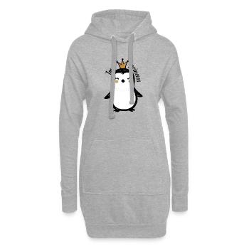Conception mignonne de la reine des pingouins - Sweat-shirt à capuche long Femme - gris chiné - Devant