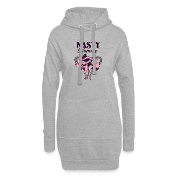 Feministin Rosa fuck off Uterus - Hoodie-Kleid - Grau meliert - Vorne