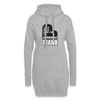 Das Leben ist besser, wenn ich Klavier spiele - Hoodie-Kleid - Grau meliert - Vorne