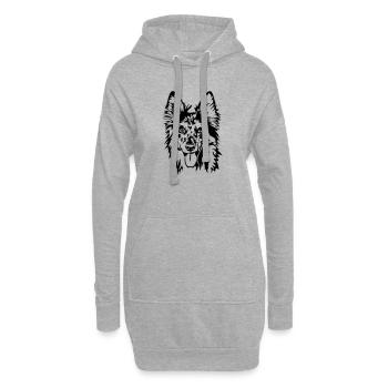 Tête de tigre (vieux chien de berger allemand) - Sweat-shirt à capuche long Femme - gris chiné - Devant