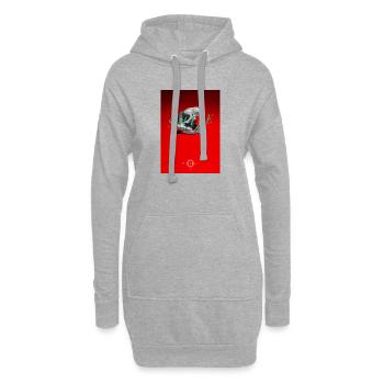 Lächelnder Schädel auf rotem Grund - Hoodie-Kleid - Grau meliert - Vorne