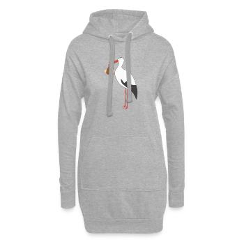 Cigogne apportant un bébé - Sweat-shirt à capuche long Femme - gris chiné - Devant