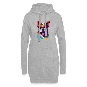 Pawsome Attitude: Retro Hunde-T-Shirt - Hoodie-Kleid - Grau meliert - Vorne