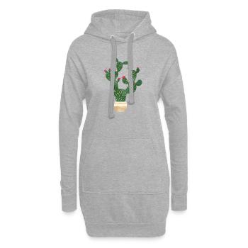 Kaktus im Blumentopf - Hoodie-Kleid - Grau meliert - Vorne
