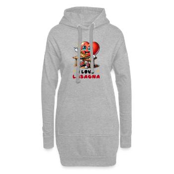 J'adore la cuisine italienne en forme de cœur de - Sweat-shirt à capuche long Femme - gris chiné - Devant