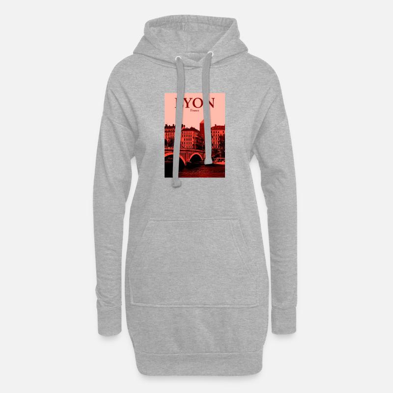 Lyon Skyline roter Overlay - Hoodie-Kleid - Grau meliert