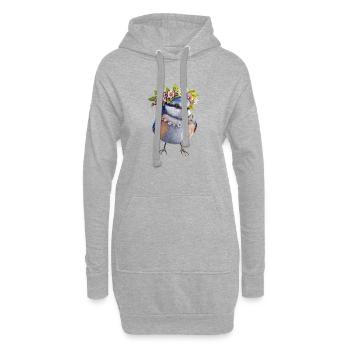 Vogel Blumenkranz - Hoodie-Kleid - Grau meliert - Vorne