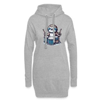 Sloth Drummer Drums - Hoodie Dress - heather grey - Front