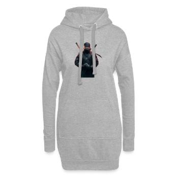 Ninja avec des épées - Sweat-shirt à capuche long Femme - gris chiné - Devant