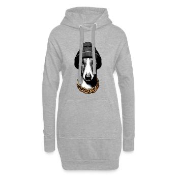 Windhund Hund cool Goldkette Geschenk - Hoodie-Kleid - Grau meliert - Vorne