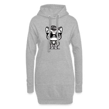 Eine trendige Katze im Cartoon-Stil - Hoodie-Kleid - Grau meliert - Vorne