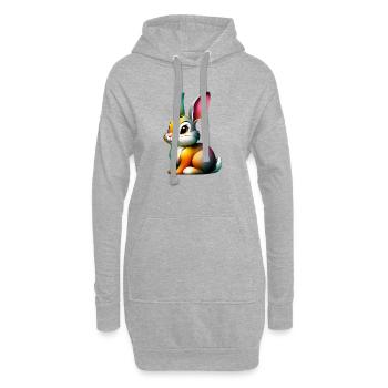 Kaninchen - Hoodie-Kleid - Grau meliert - Vorne
