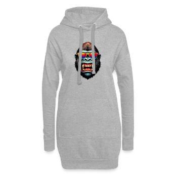 Gorilles avec lunettes de soleil - Sweat-shirt à capuche long Femme - gris chiné - Devant