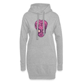 Pinkes Alien-Gesicht Popkunst - Hoodie-Kleid - Grau meliert - Vorne