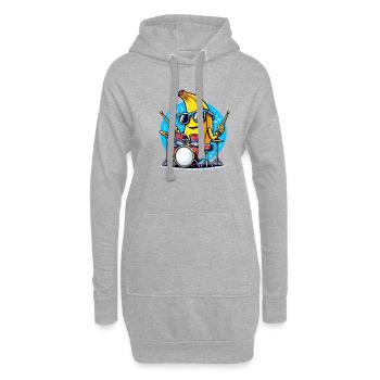 Banane Schlagzeugspieler Musik Spaß - Hoodie-Kleid - Grau meliert - Vorne