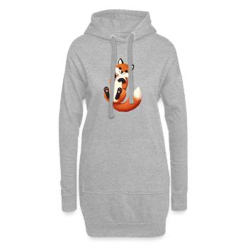 Verspielter Fuchs mit Zuckerstange für Weihnachten - Hoodie-Kleid - Grau meliert - Vorne