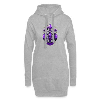 Mardi Gras Languste mit Fleur-de-Lis Design - Hoodie-Kleid - Grau meliert - Vorne