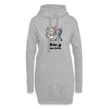 Löwe am Grill mit Krone - Hoodie-Kleid - Grau meliert - Vorne