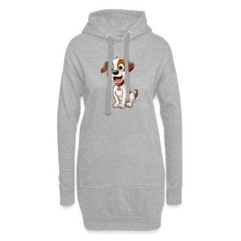 Chien animé chiot joyeux - Sweat-shirt à capuche long Femme - gris chiné - Devant