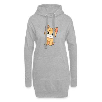 Chat mignon - Sweat-shirt à capuche long Femme - gris chiné - Devant