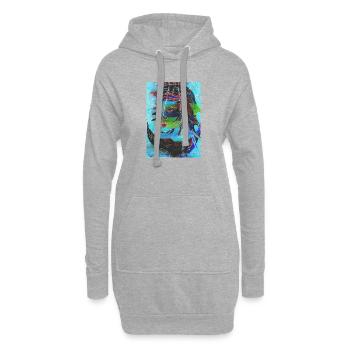 Abstraktes Porträt in lebendigen Farben - Hoodie-Kleid - Grau meliert - Vorne