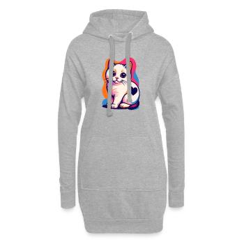 Chat coloré avec un accent de cœur - Sweat-shirt à capuche long Femme - gris chiné - Devant