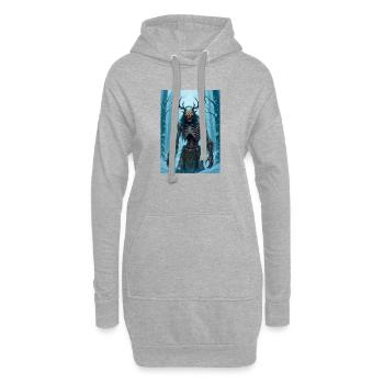Wendigo, abgemagerter kannibalischer Dämon der Folklore - Hoodie-Kleid - Grau meliert - Vorne