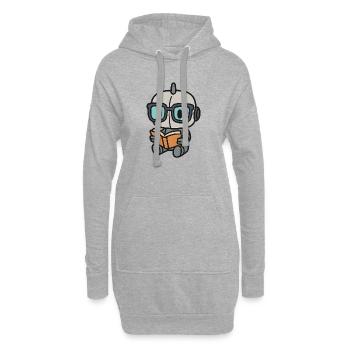 Geek Roboter mit Brille und Buch - Hoodie-Kleid - Grau meliert - Vorne