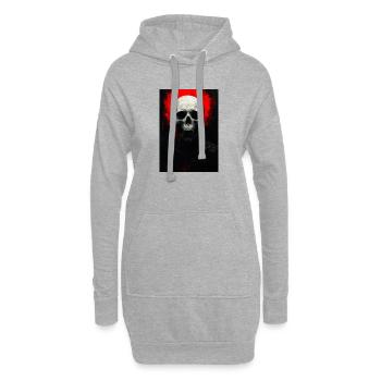Crâne en braise rouge - Sweat-shirt à capuche long Femme - gris chiné - Devant