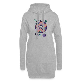 Abstraktes Sternenmuster in Pastellfarben - Hoodie-Kleid - Grau meliert - Vorne