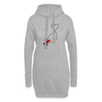 Coupe ici – chagrin d’amour et passion - Sweat-shirt à capuche long Femme - gris chiné - Devant